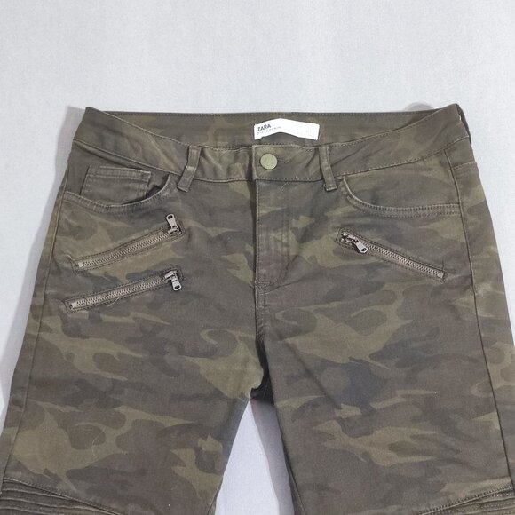 Zara Denim women's size 8 camo colour and pattern Moto style jeans - Picture 2 of 15